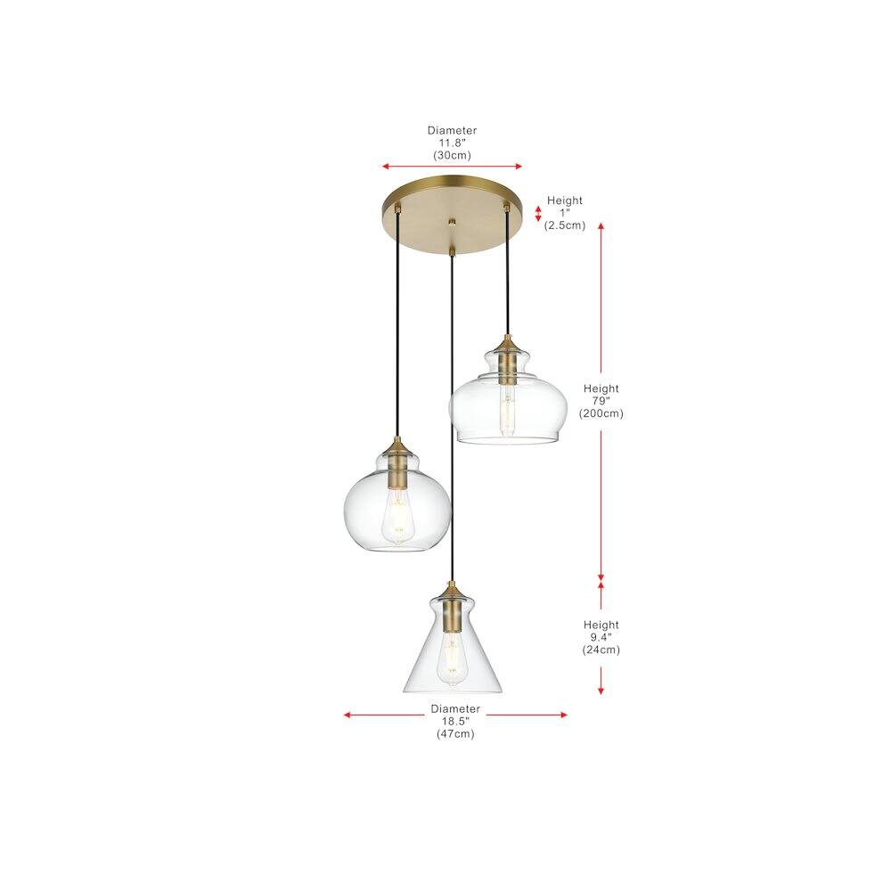 Living District - Destry 18.5 Inch Pendant Clear Shade in Satin Gold - Satin Gold And Clear price history on PriceWatchPro