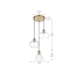 Living District - Destry 18.5 Inch Pendant Clear Shade in Satin Gold - Satin Gold And Clear