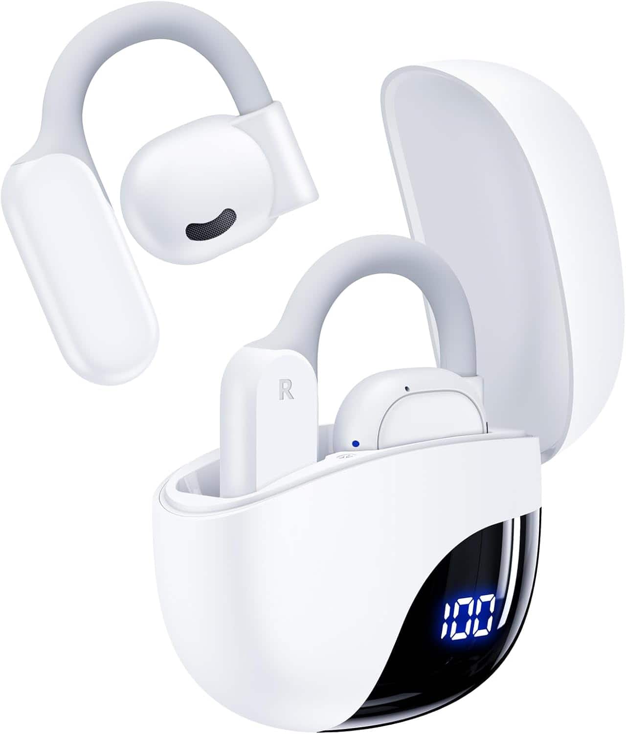 VEAT00L - occiam ANC Wireless Earbuds | 90H Playback, Stereo Bass, Over-Ear Hooks, IPX7 Waterproof | Sports Running | Purple - 白色