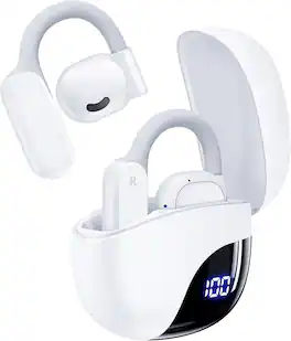 VEAT00L - occiam ANC Wireless Earbuds | 90H Playback, Stereo Bass, Over-Ear Hooks, IPX7 Waterproof | Sports Running | Purple - White