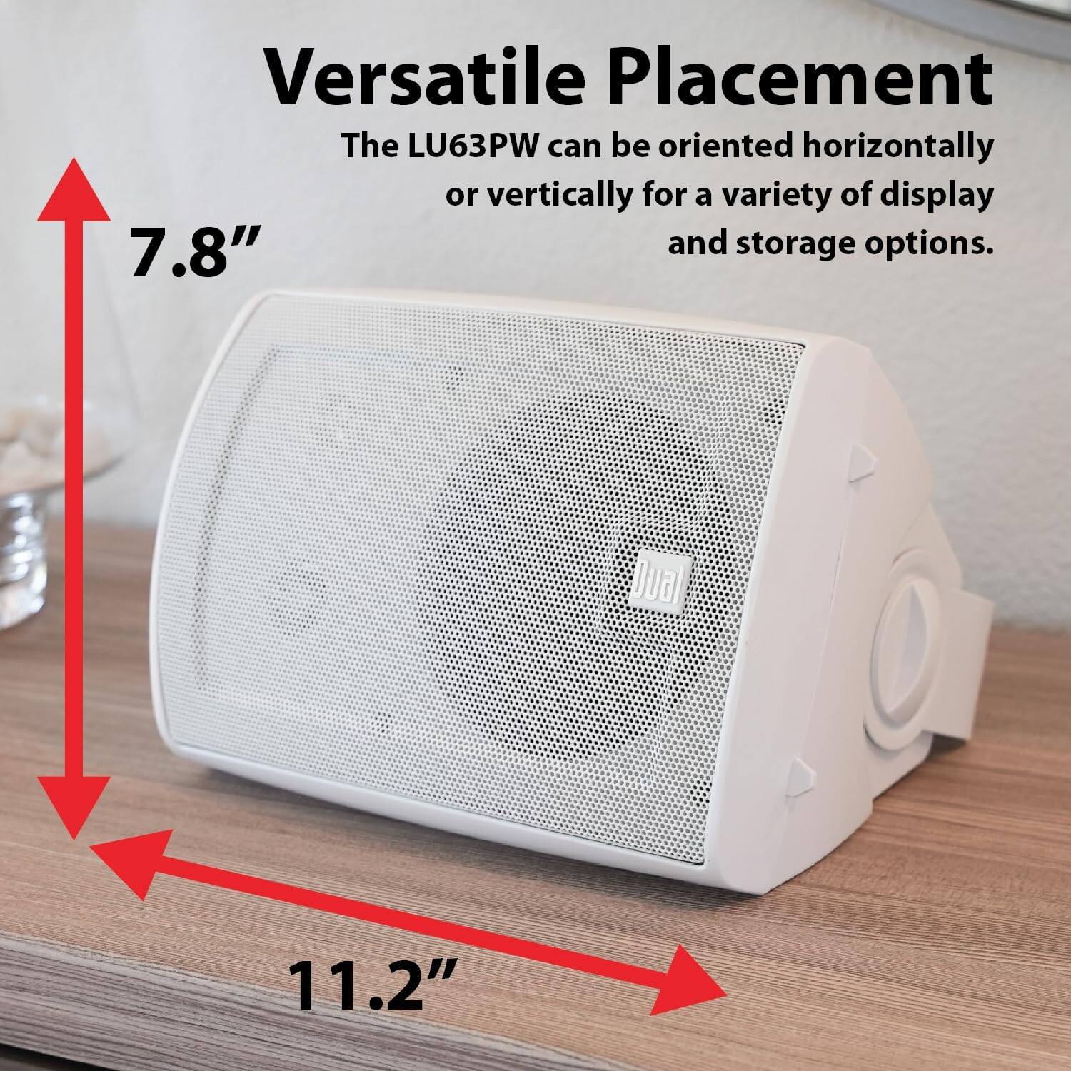 Versatile Placement  
The LU63PW can be oriented horizontally or vertically for a variety of display and storage options.  

7.8"  
11.2"