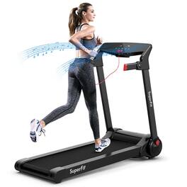 Kadyn - Treadmill, Electric Treadmill, Walking Jogging Machine,3HP Electric Folding Treadmill with Bluetooth Speaker - Red