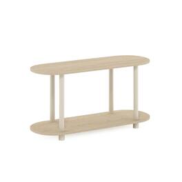 Furinno - Turn-N-Tube No Tools Modern Oval Side Table, Bauhaus Oak/Beige - Bauhaus Oak/Beige