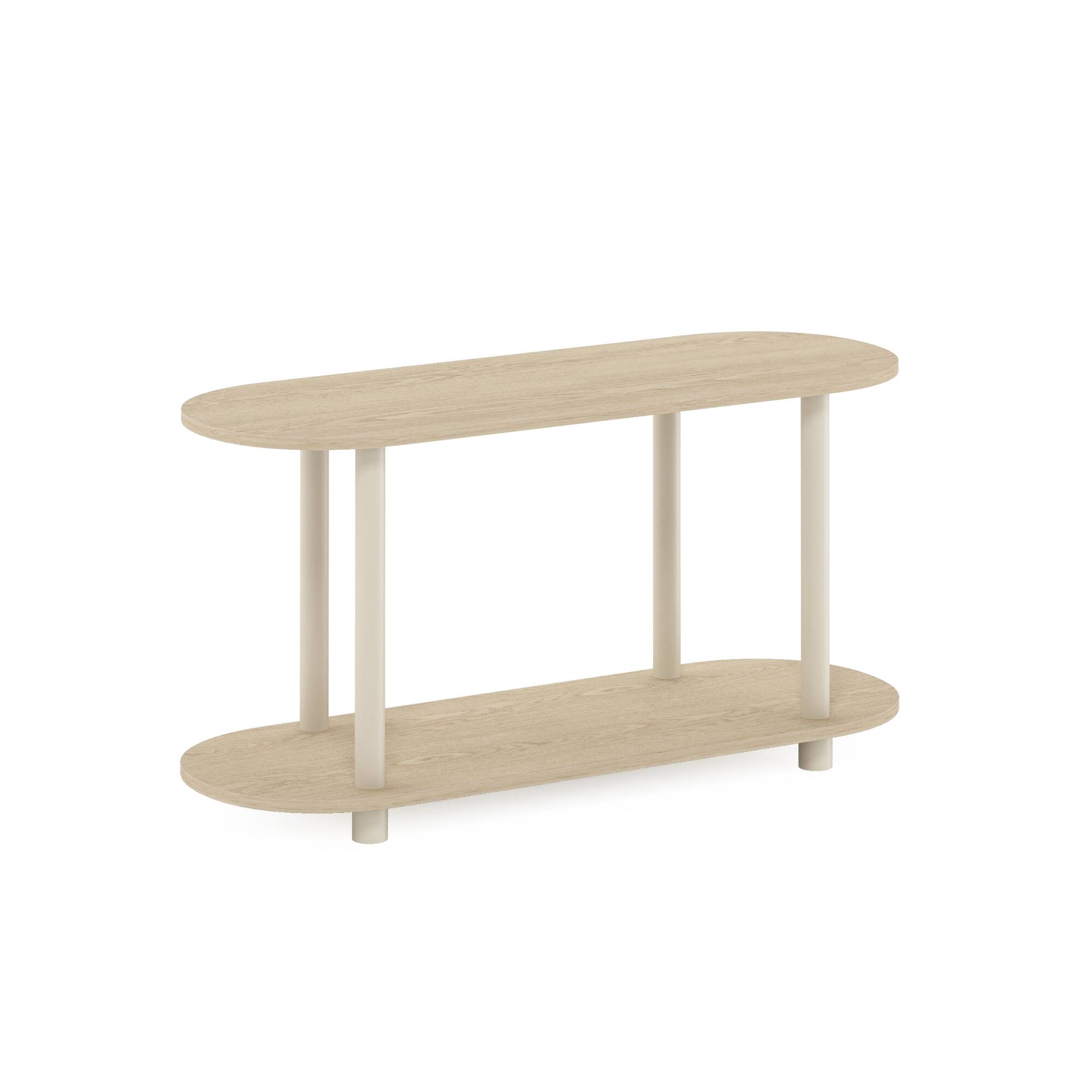 Front. Furinno - Turn-N-Tube No Tools Modern Oval Side Table, Bauhaus Oak/Beige - Bauhaus Oak/Beige.