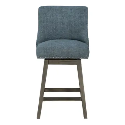 Front. OSP Home Furnishings - Granville 26" Swivel Stool - Navy / Grey.