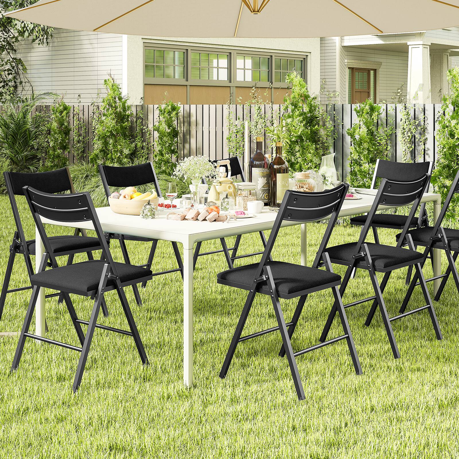 Alt View 8. SKONYON - 6 Pack Velvet Padded Folding Chair Comfortable and Heavy-Duty Seating - Black.