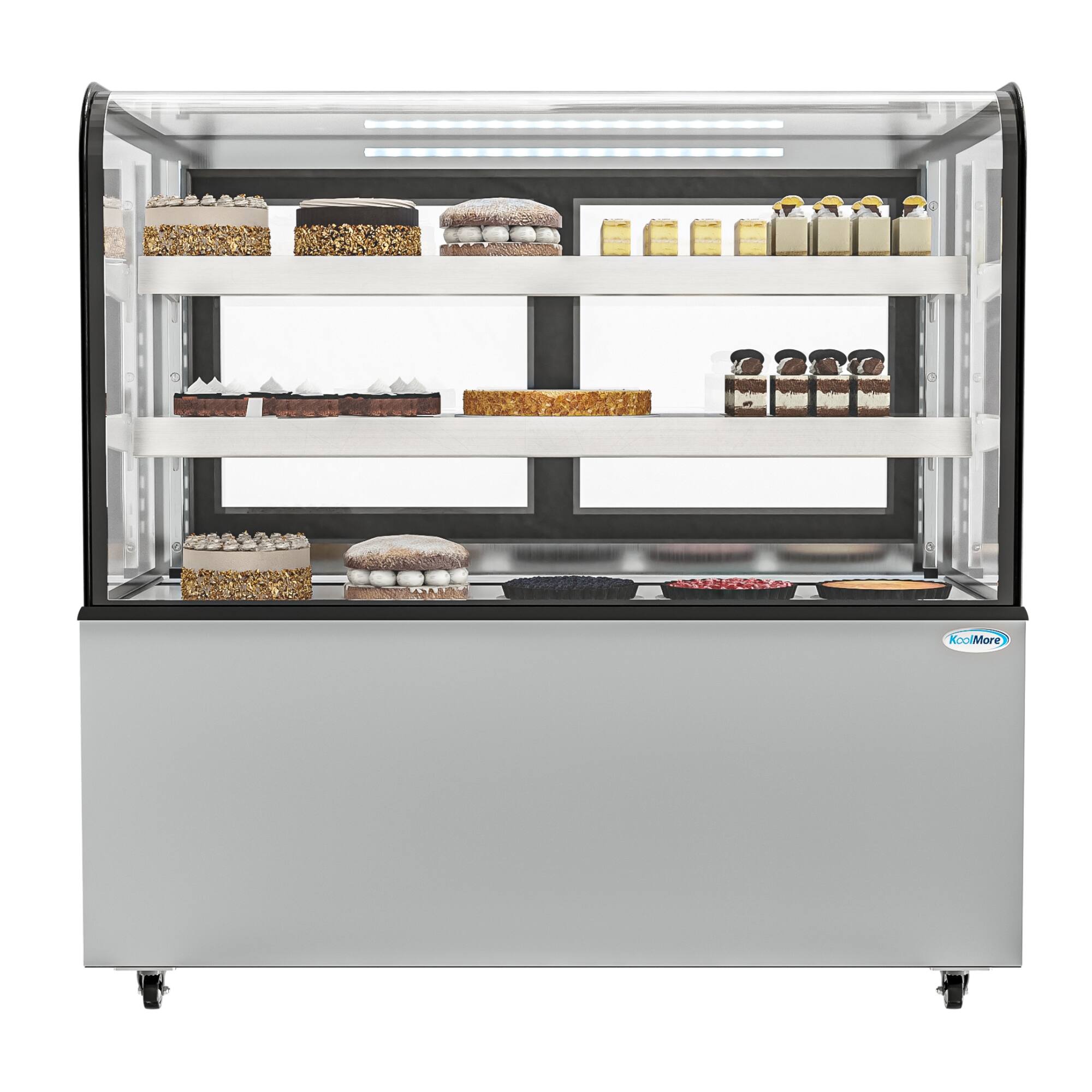 Front. Koolmore - 47 in. Dry Bakery Display Case with Front Curved Glass Protection, 14 cu ft. BDC-13C - Black.
