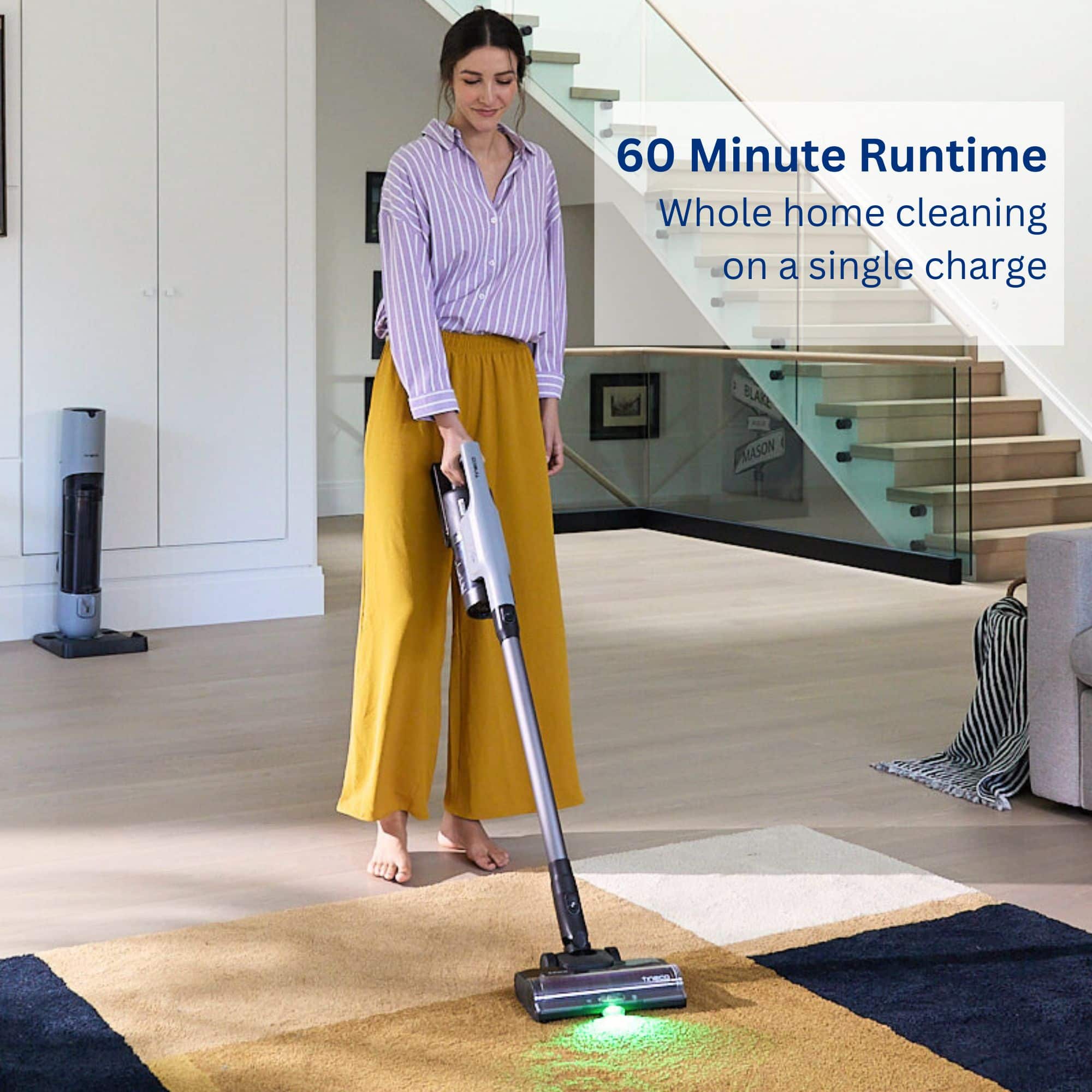 60 Minute Runtime Whole Home Cleaning on a Single Charge