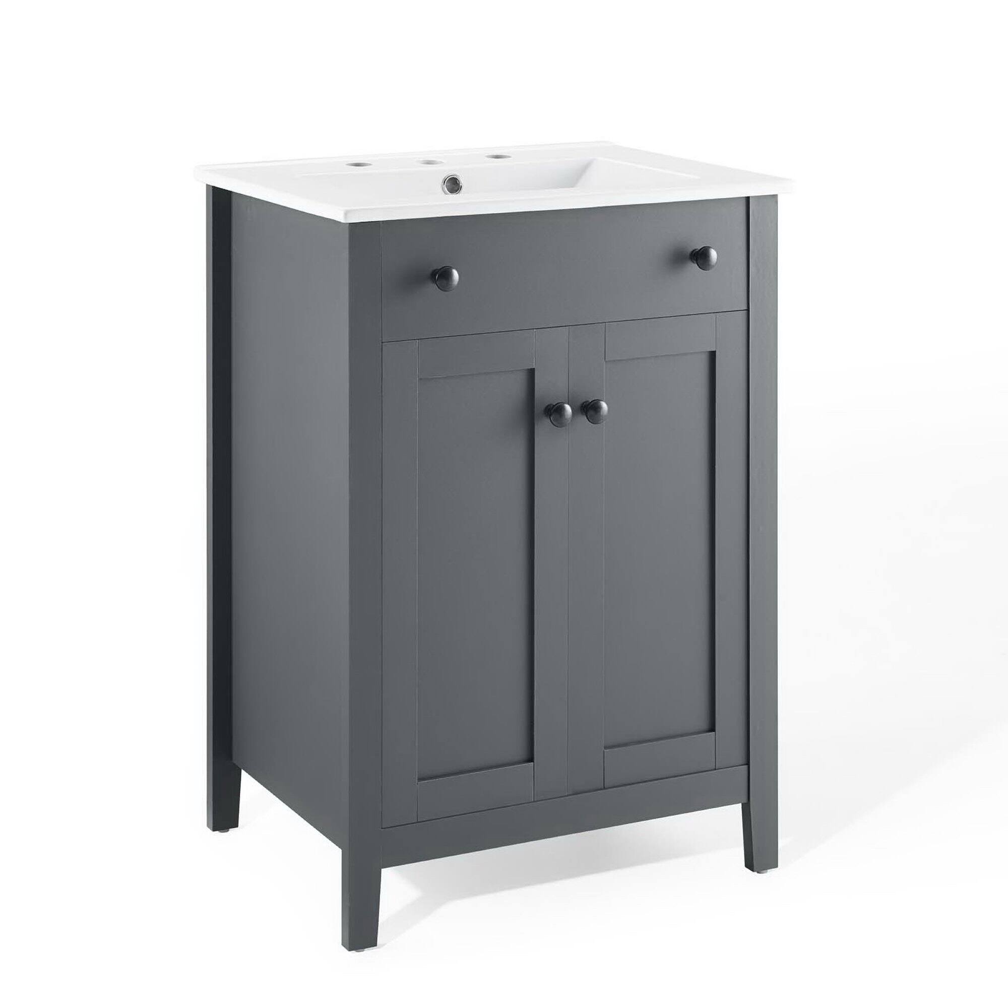 Angle. Modway - Nantucket Bathroom Vanity Basin Included - Gray White.