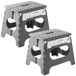 Casafield - Folding Step Stools with Handle (Set of 2) - Gray