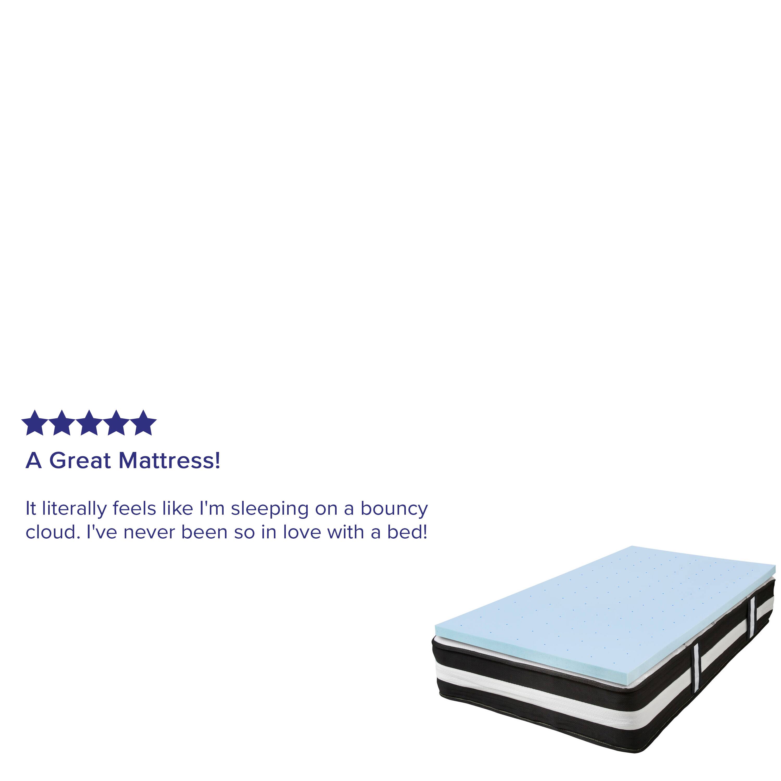 A Great Mattress!  
It literally feels like I'm sleeping on a bouncy cloud. I've never been so in love with a bed!