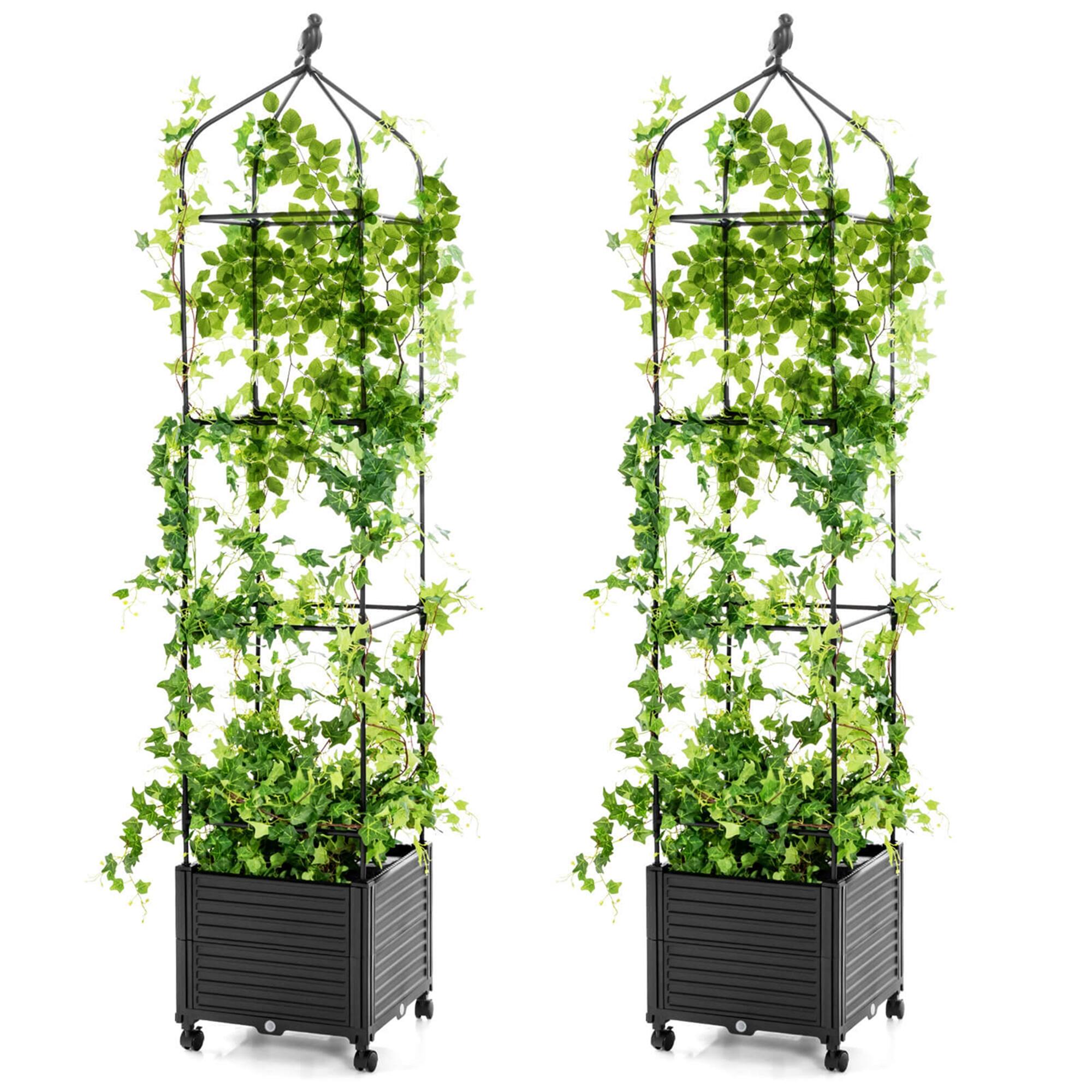 Costway - 2 PCS Raised Garden Bed Tomato Cage Planter Box with PE-Coated Metal Trelli Wheels - Black price history on PriceWatchPro