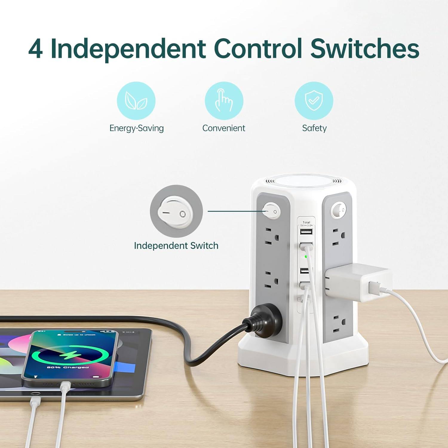 4 Independent Control Switches  
Energy-Saving  
Convenient  
Safety  
Independent Switch