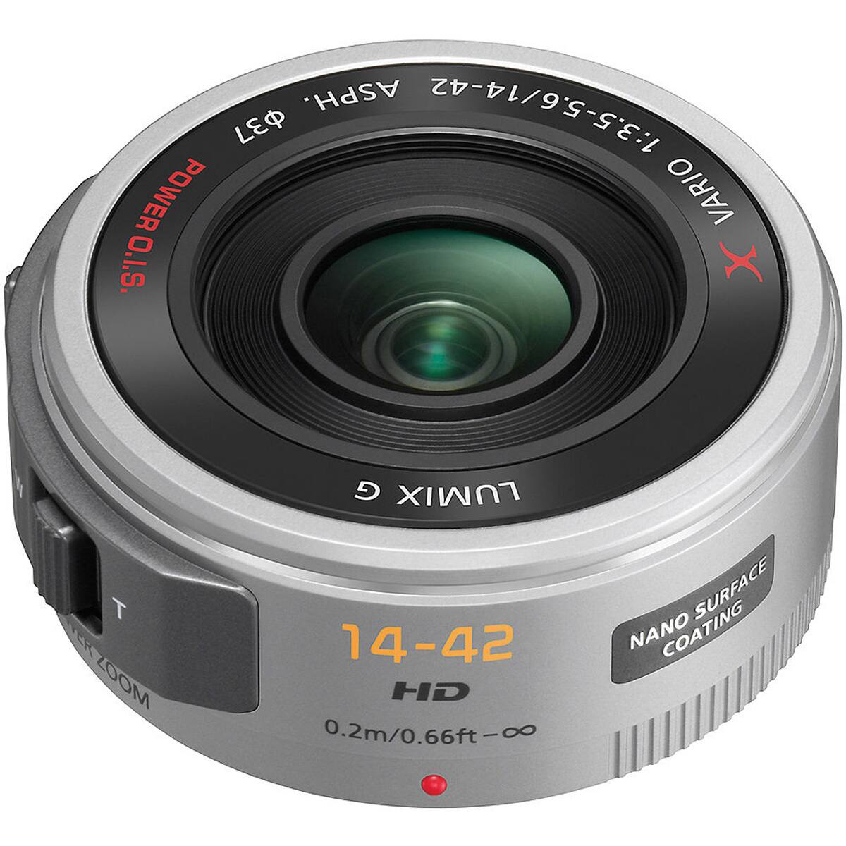 ASPH. 1:3.5-5.6/14-42 37 POWER VARIO O.I.S.  
ER ZOOM  
LUMIX  
NANO SURFACE COATING  
14-42  
HD  
0.2m/0.66ft-∞