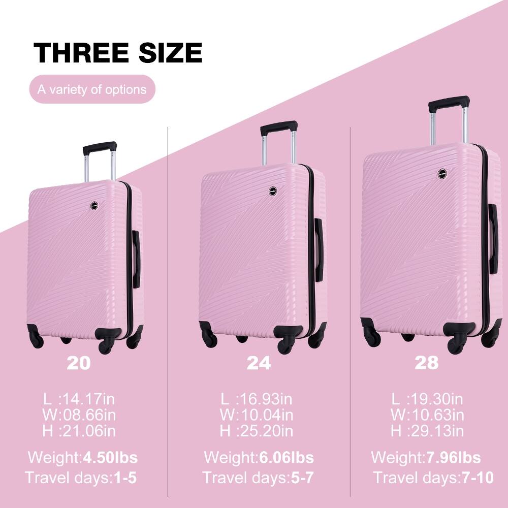 Ropilly 3 Piece Luggage Set Hard Shell Spinner Suitcase 20 24 28 Inch ...