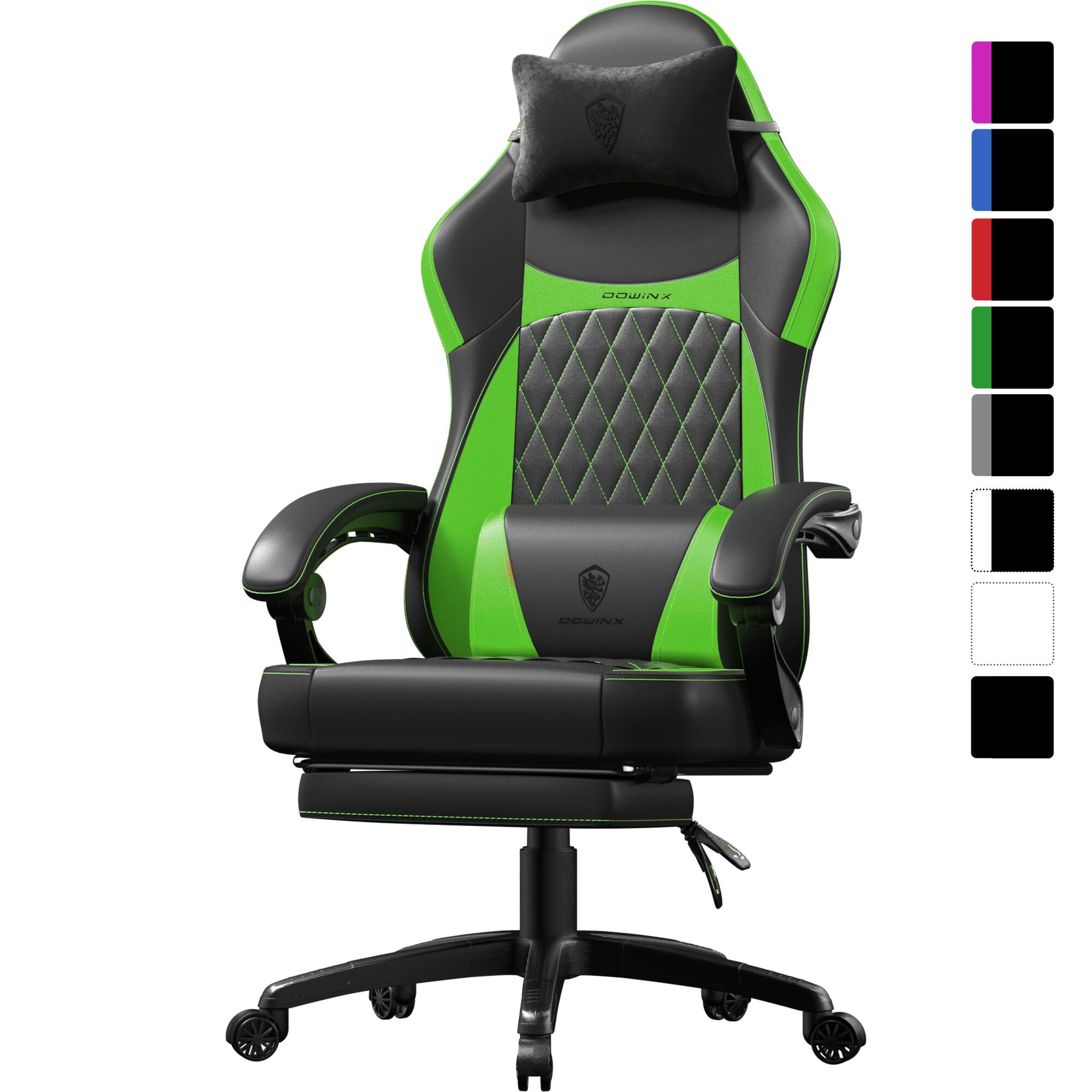 Dowinx - Ergonomic Gaming Chair with Pocket Spring Cushion and Massage Lumbar Support, High Back Leather Office Chair - Green price history on PriceWatchPro