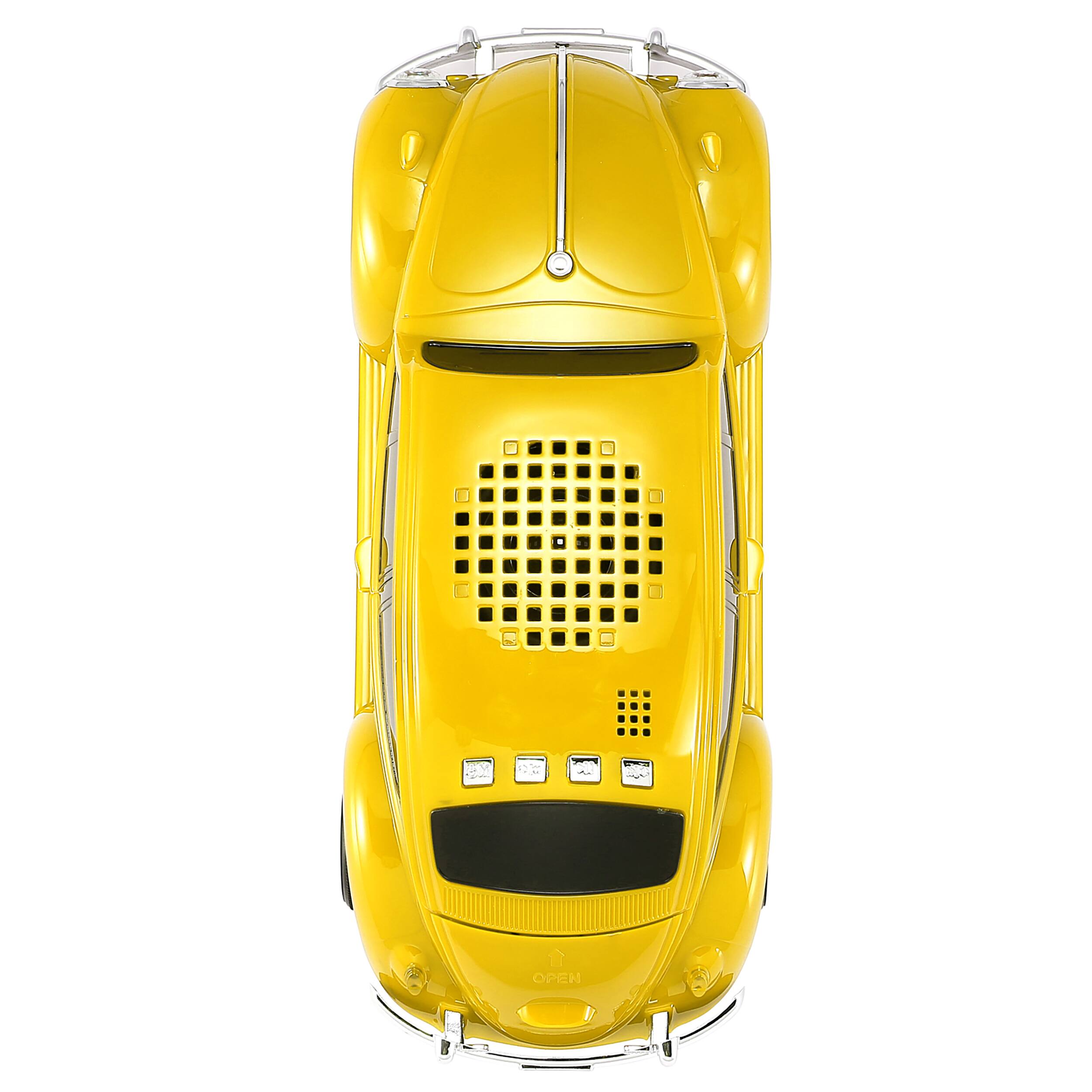 Alt View 14. QFX - Retro Car Portable Bluetooth Speaker with Bass Radiator and LED Lights - Yellow.