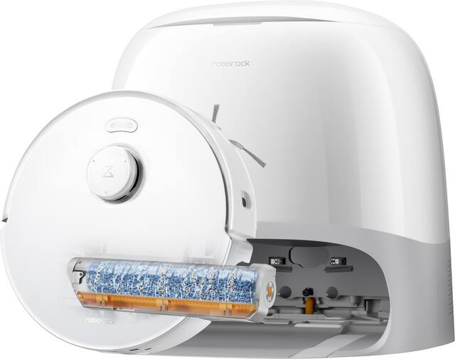 Roborock - Qrevo Curv 2 Flow Robot Vacuum and Mop, Real-Time Self-Cleaning Roller Mop, Dual Zero-Tangle, AI Obstacle Avoidance - White
