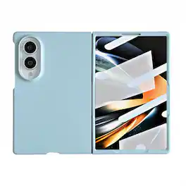Dteck - for Samsung Galaxy Z Fold8 Rugged Slim Case with Built-in Tempered Glass Protector,Skin-Friendly Shockproof PC Cover - Skyblue