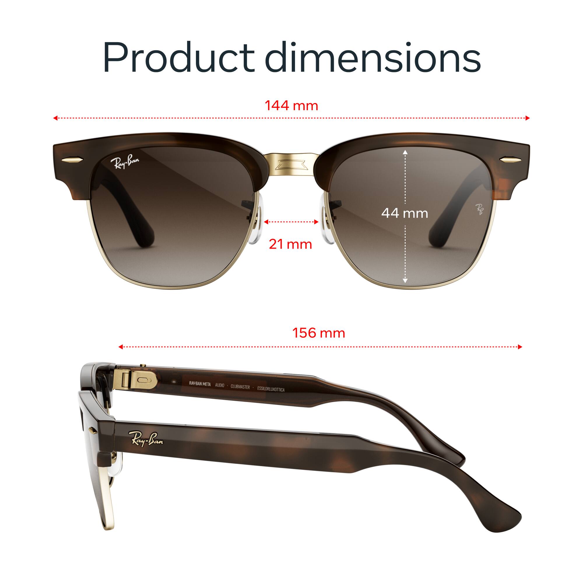 Product dimensions  
144 mm  
44 mm  
21 mm  
156 mm  
RAY-BAN META ALLOY CLIMASTER ESSILORLUXITICA  
Ray-Ban
