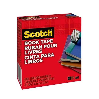 Scotch  
BOOK TAPE  
RUBAN POUR LIVRES  
CINTA PARA LIBROS  

CONT. 1 ROLL/ROULEAU/ROLLO  
1 IN/PO/PULG. X 540 IN/PO/PULG.  
15 mm X 13,7 m (15 YO/V)  
38.1 mm X 13.7 m  

3M