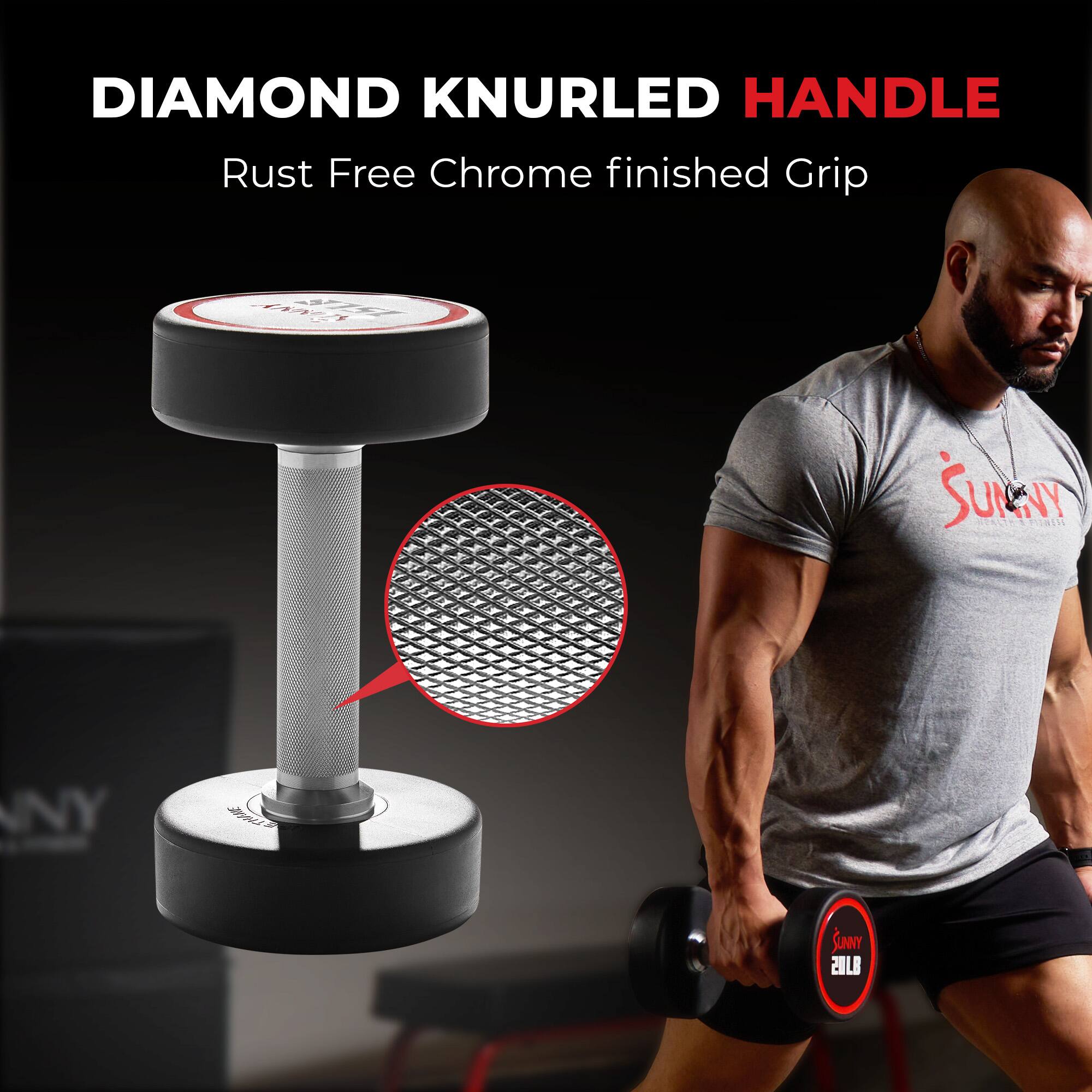 DIAMOND KNURLED HANDLE  
Rust Free Chrome finished Grip