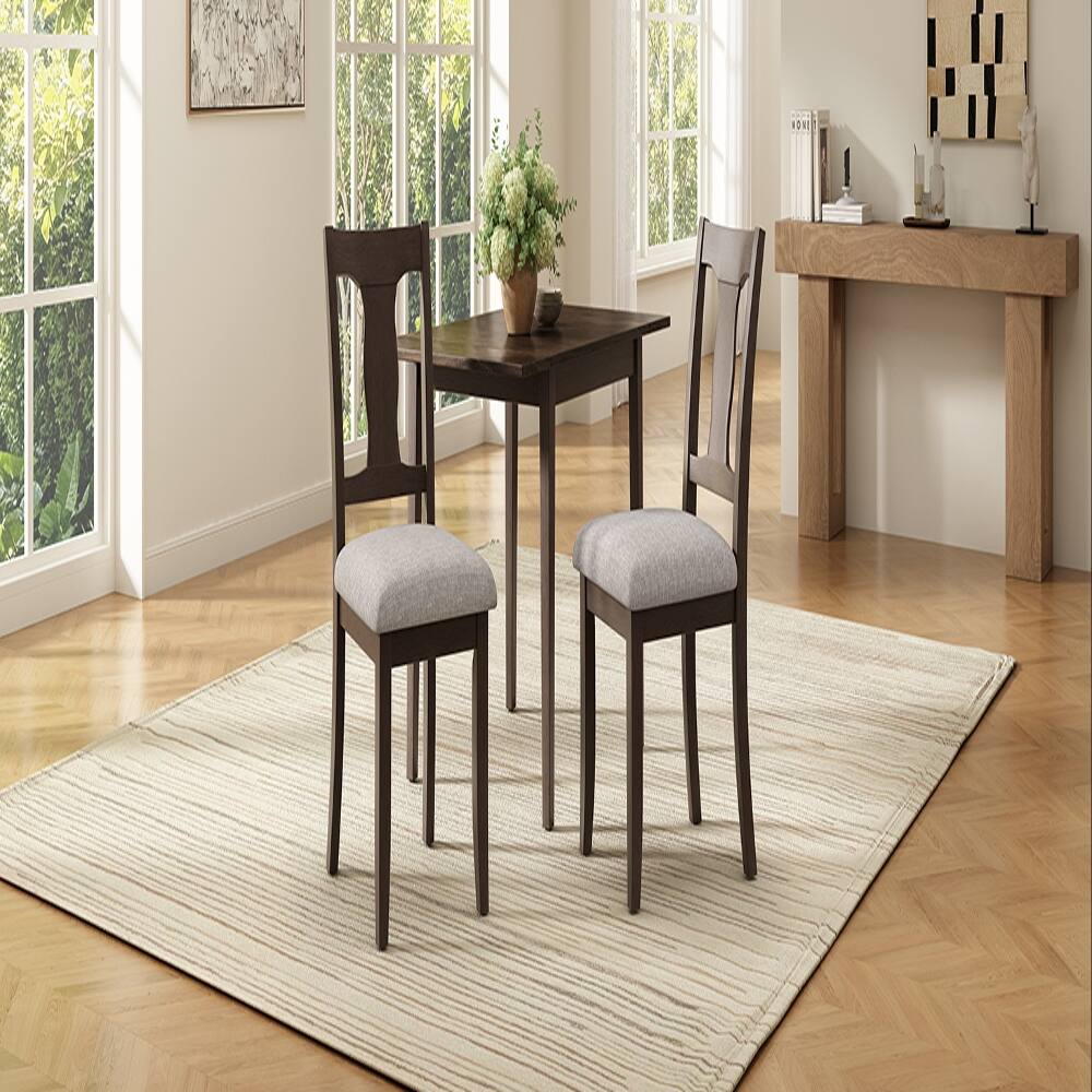 Alt View 10. Loheer - Loheer Dining Chairs Set of 2 Mid-Century Modern Upholstered Espresso Beige - Espresso + Beige.