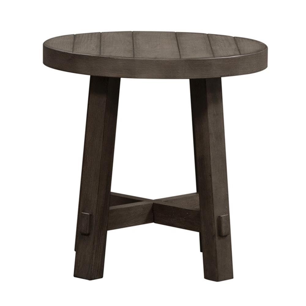 Left. Liberty Furniture Industries - Splay Leg Round End Table - Gray.