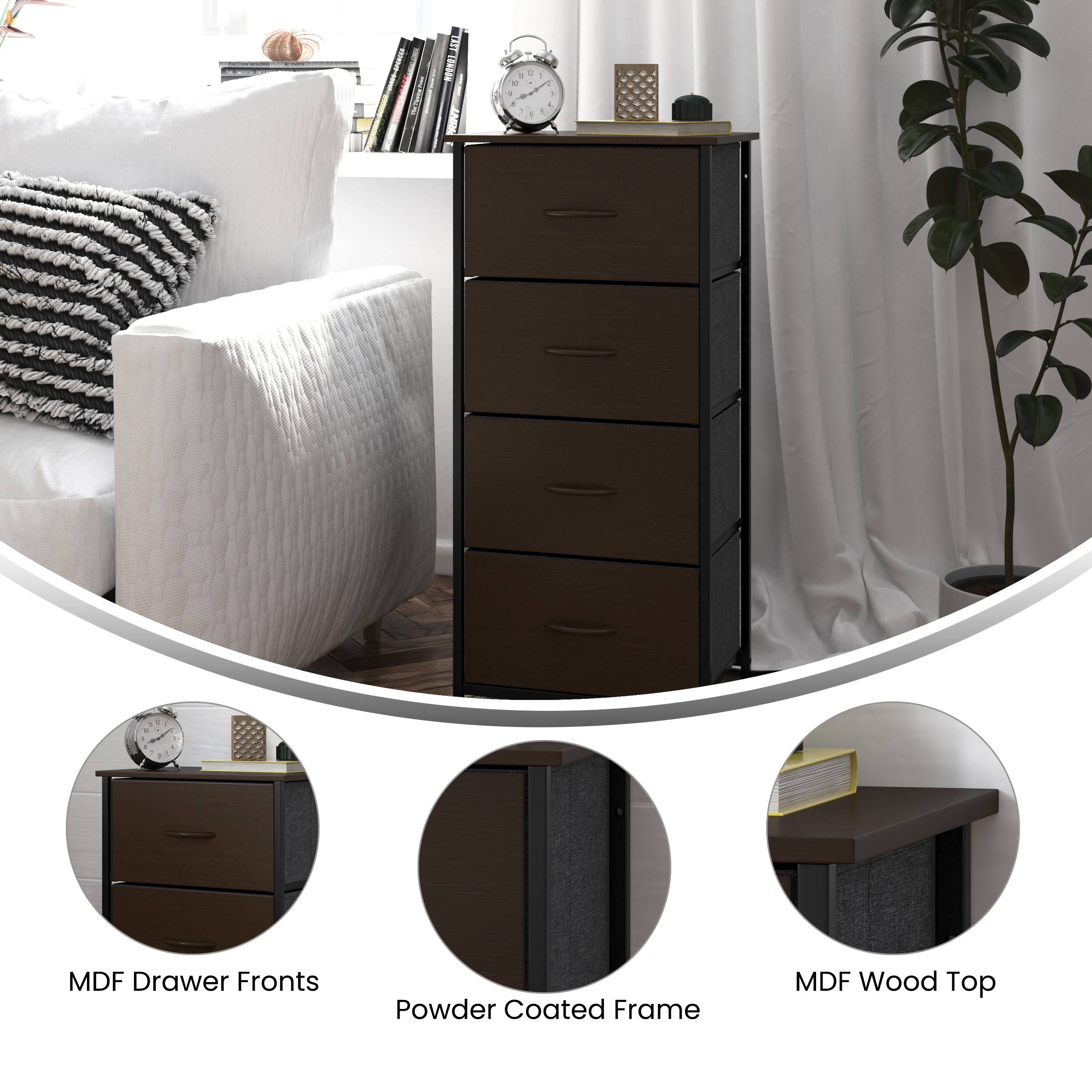 MDF Drawer Fronts  
Powder Coated Frame  
MDF Wood Top