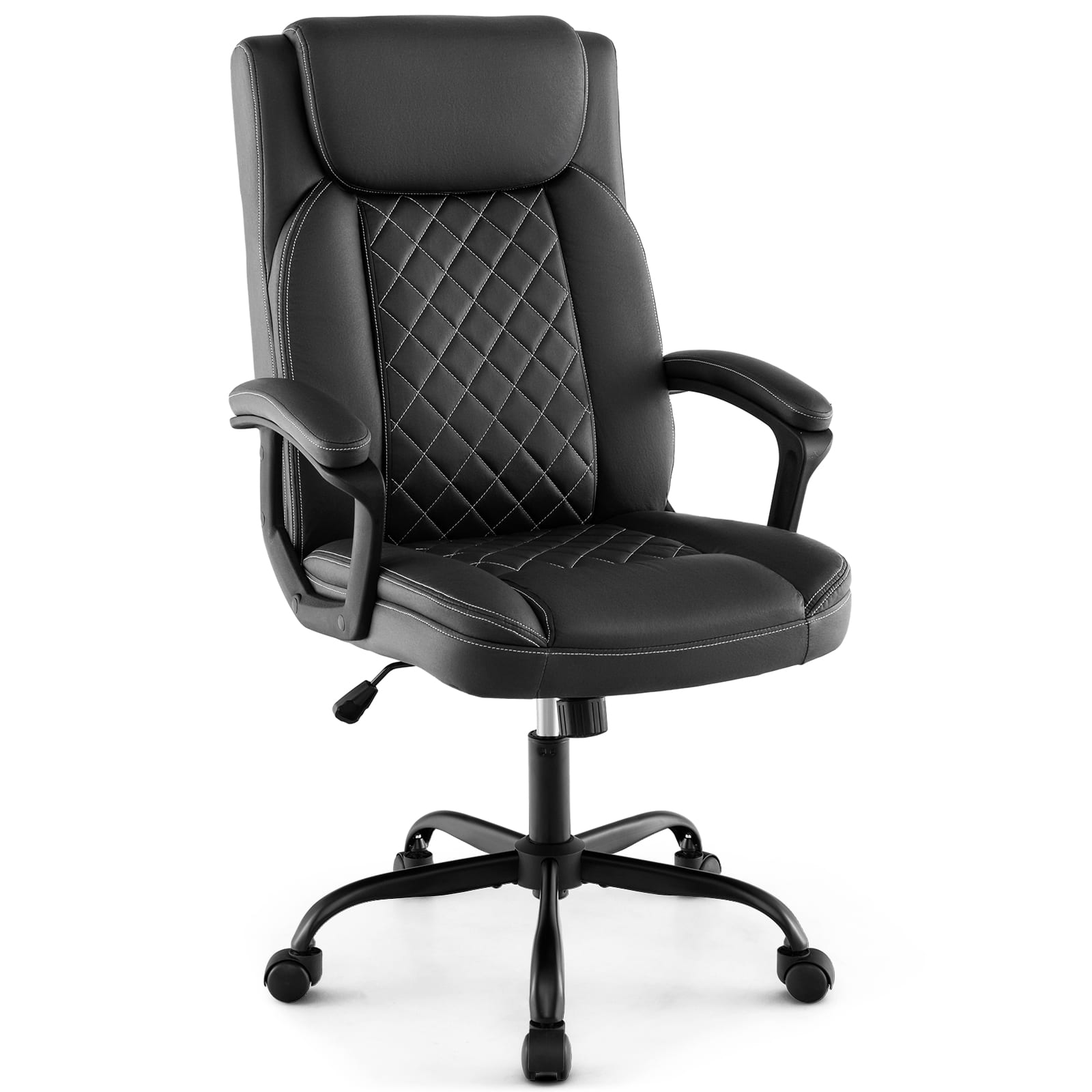 Ecooso - High-Back Ergonomic Executive Office Chair with Padded Headrest Cushion, Desk Chair - Black