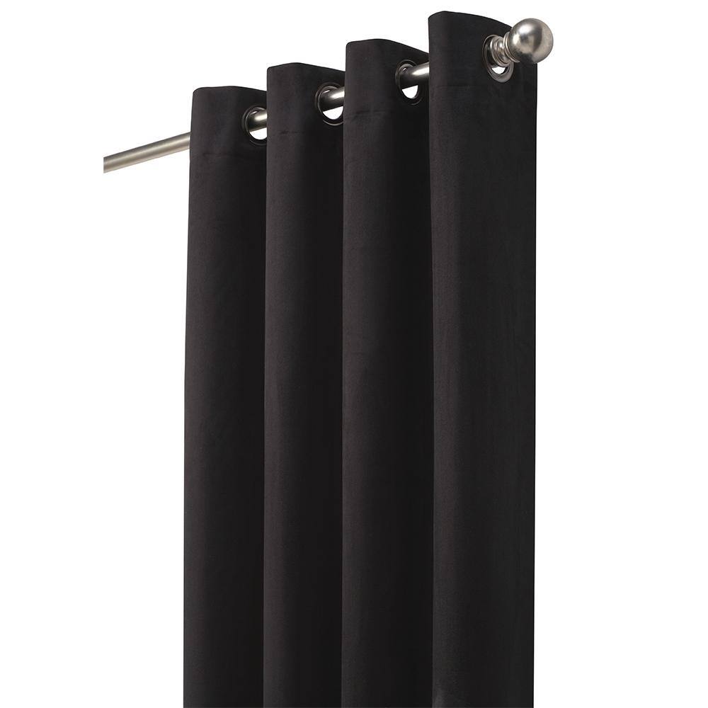 Left. Commonwealth Home Fashions - Thermaplus Navar Blackout Suede Textured Window Treatment Grommet Curtain Panel for Bedroom Livingroom 54" x 63" Black - Black.