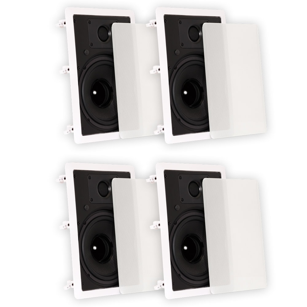Theater Solutions by Goldwood - TS80W in Wall 8" Speakers Surround Sound Home Theater 2 Pair Pack - Paintable White