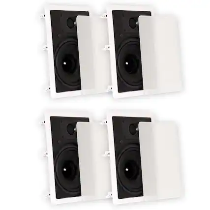 Front. Theater Solutions by Goldwood - TS80W in Wall 8" Speakers Surround Sound Home Theater 2 Pair Pack - Paintable White.