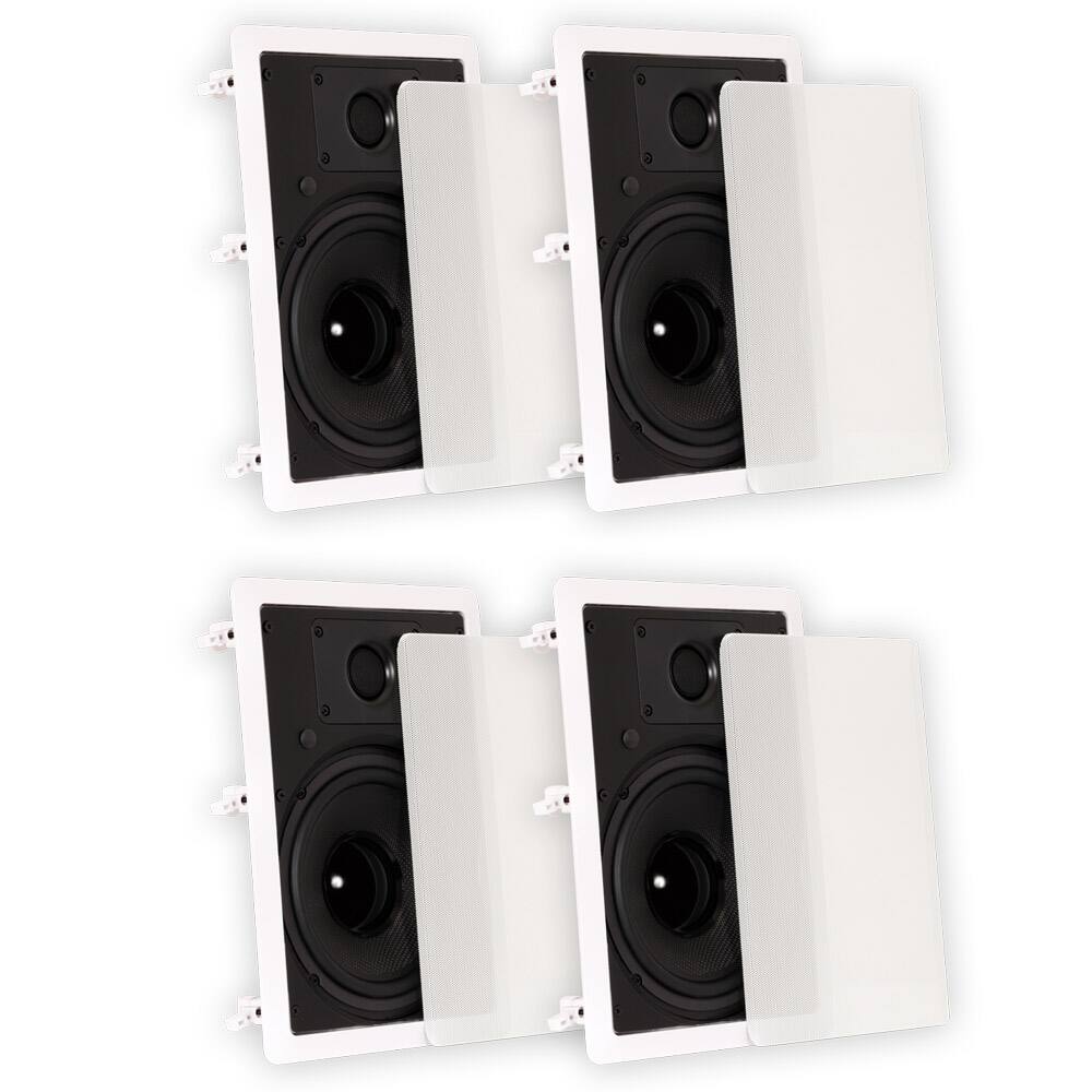 Front. Theater Solutions by Goldwood - TS80W in Wall 8" Speakers Surround Sound Home Theater 2 Pair Pack - Paintable White.