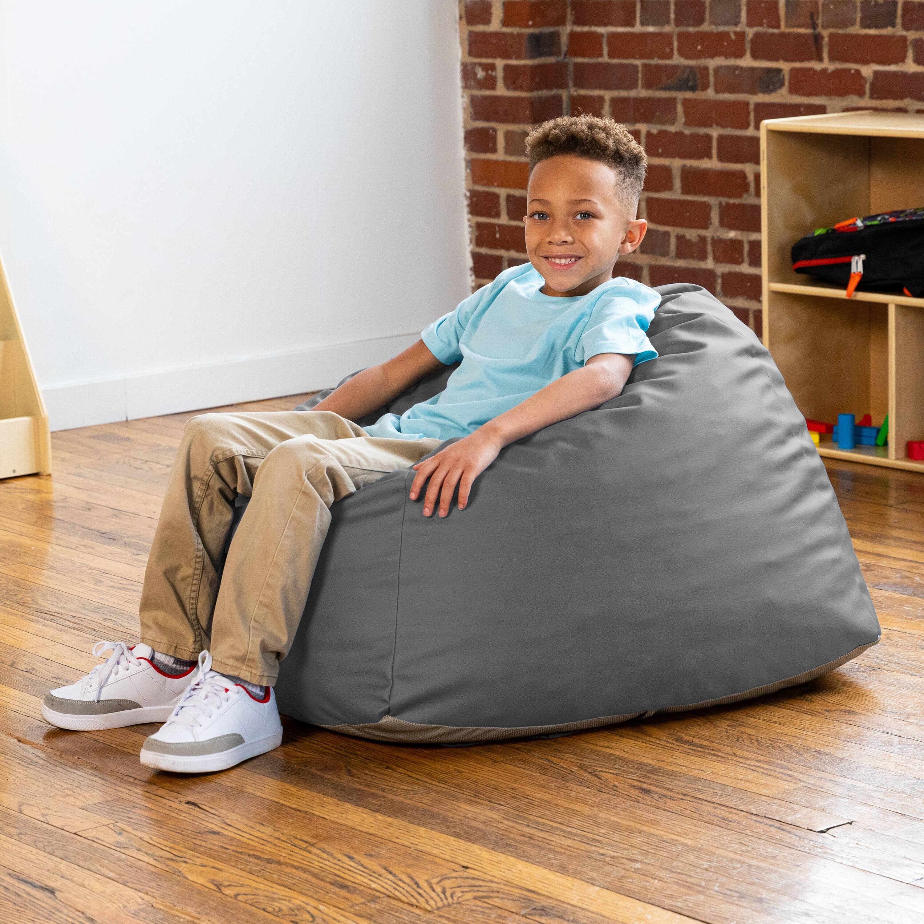 Back. Jaxx - Jaxx Gumdrop Jr. Kids Bean Bag for Early Childhood & Educational Environments, Premium Vinyl - Charcoal - Charcoal.