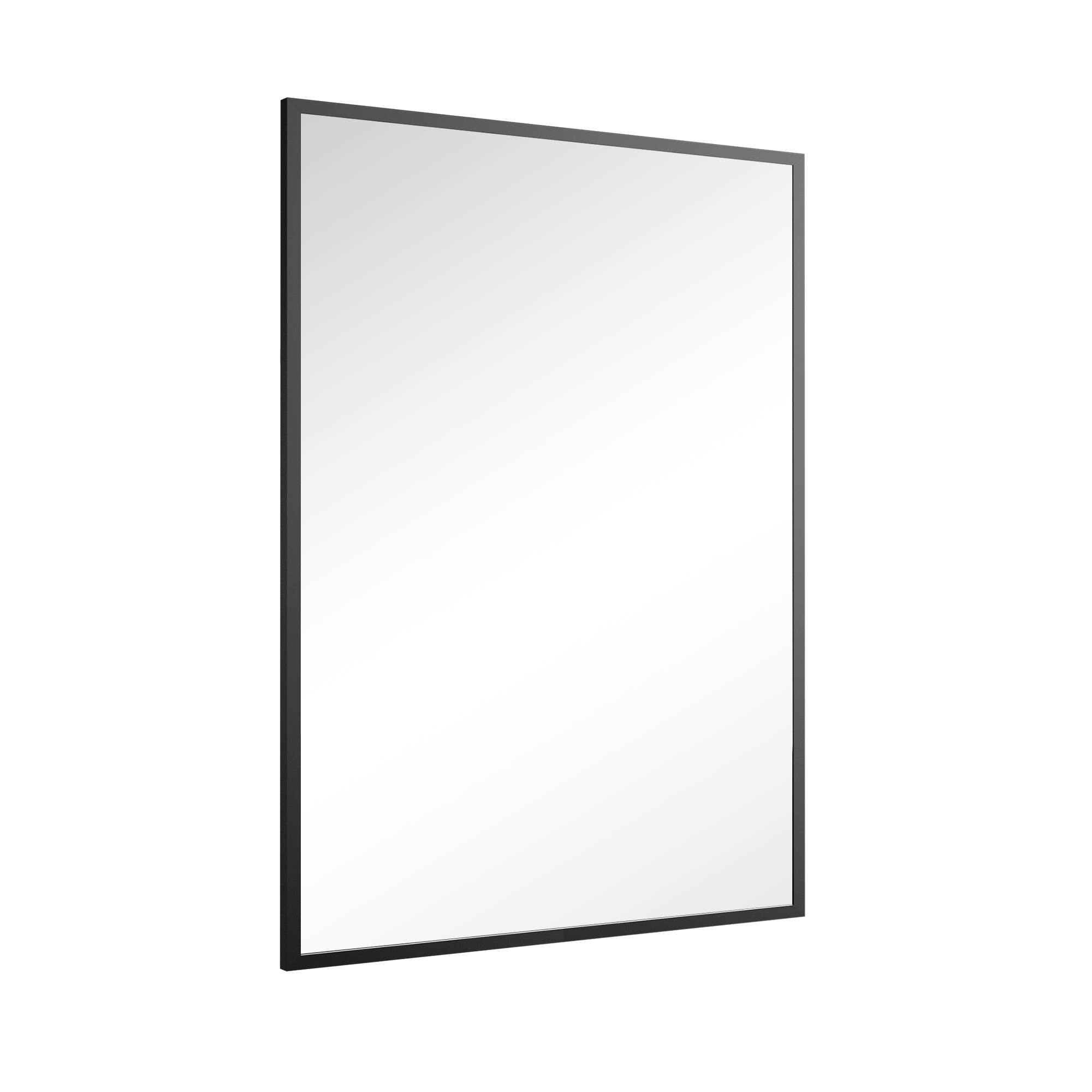 Left. Lirago - 36" x 24" 2PC Rectangle Hanging Bathroom Mirror with Black Scratch-Resistant Aluminum Alloy Frame - Black.
