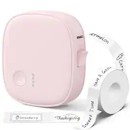 XenGro - Portable Bluetooth Mini Label Printer, Wireless Thermal Label Maker, Waterproof & Rechargeable, for Home, Office - Pink