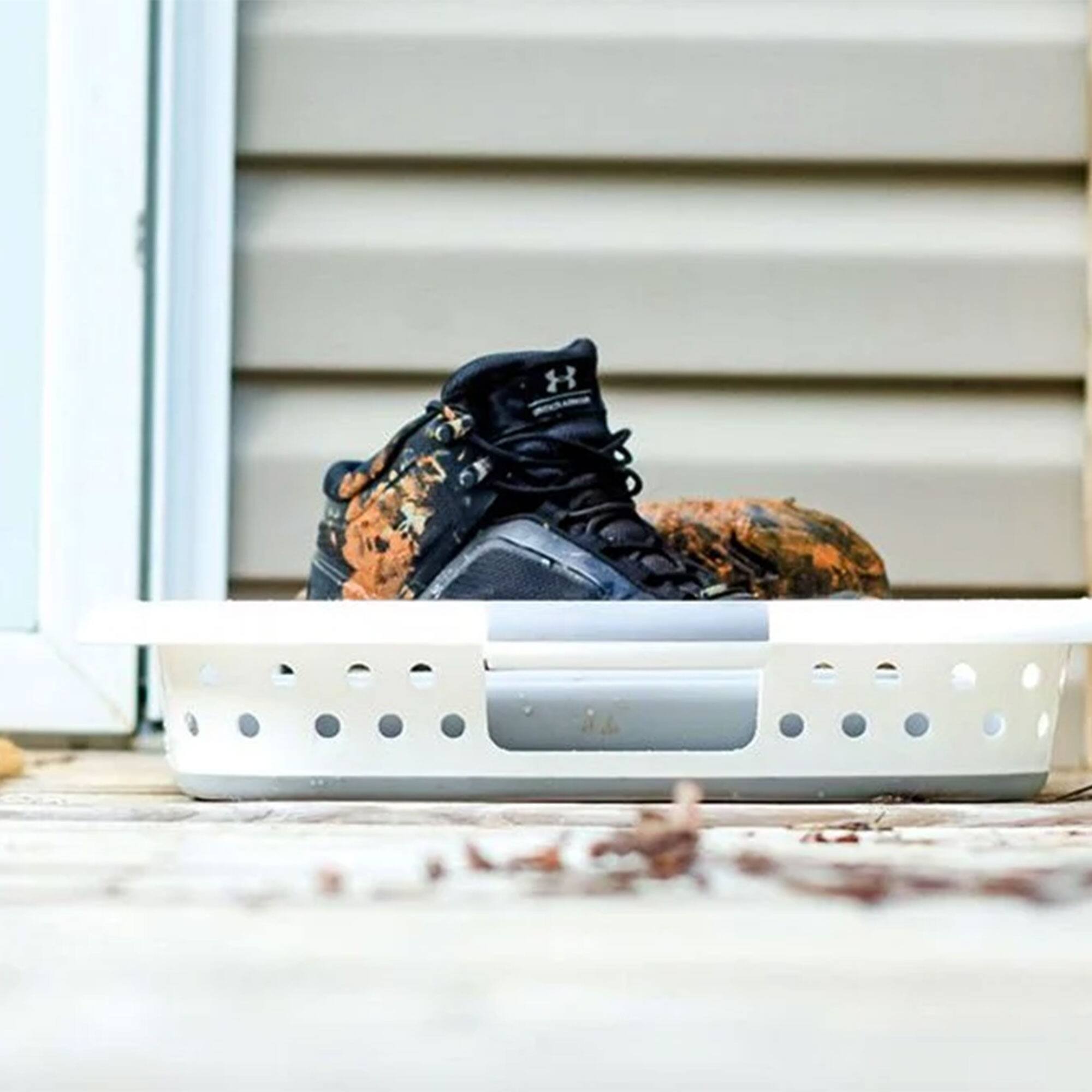 Alt View 3. Camco - Camco Collapsible Laundry Basket, Plastic Bin, Handles for Storage, Large, White - White.