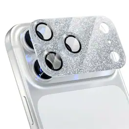 Dteck - Bling Glitter Camera Lens Protector for Apple iPhone 17 Pro Max with 9H Tempered Glass - Silver
