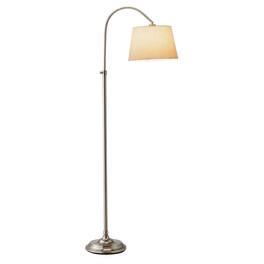 Hivvago - Elegant Arch Floor Lamp with White Linen Tapered Drum Shade - Linen White