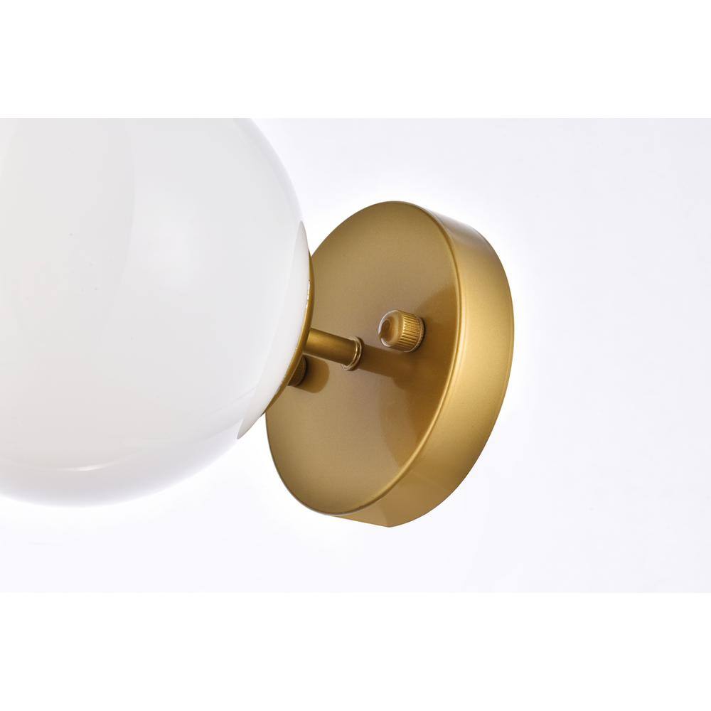 Alt View 3. Living District - Mimi six inch dual flush mount and bath sconce in brass with frosted glass - Brass And Frosted White.