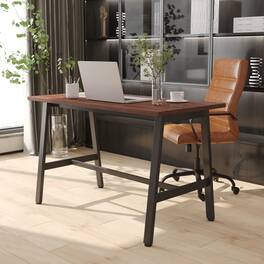 Emma + Oliver - Remy 48x24 Dining or Gaming Table with Double Sided Laminate Table Top and Heavy Duty A-Frame Steel Base - Walnut