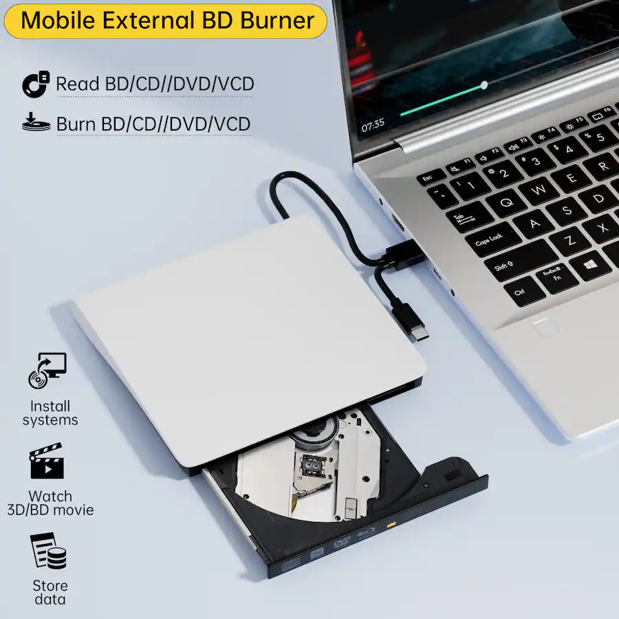 Bd Writer Topteng Blu ray Burner with USB 3.0 & Type C External BD/DVD/CD Writer ...