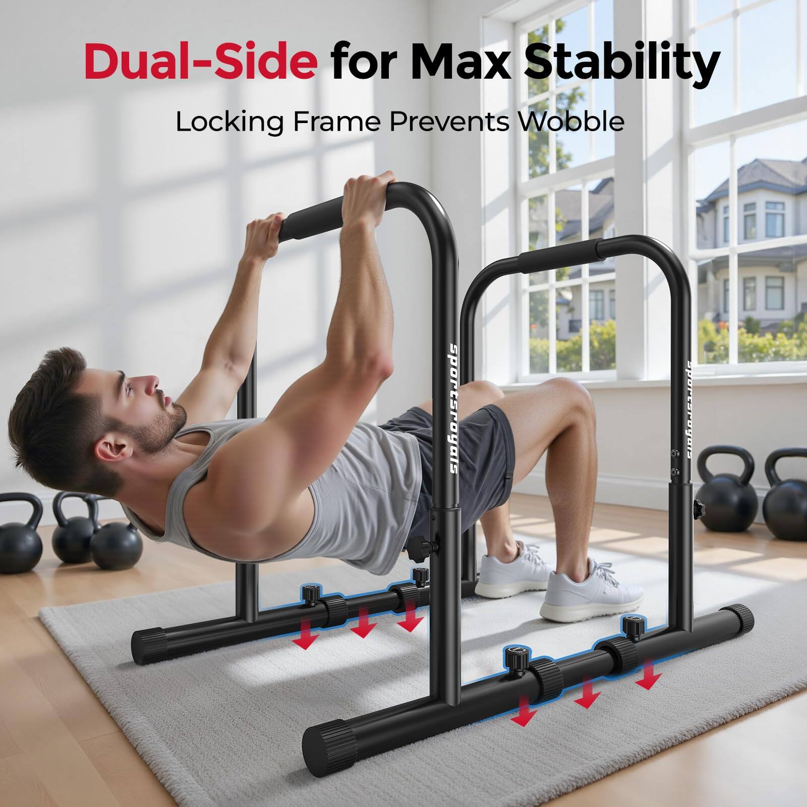 Dual-Side for Max Stability  
Locking Frame Prevents Wobble
