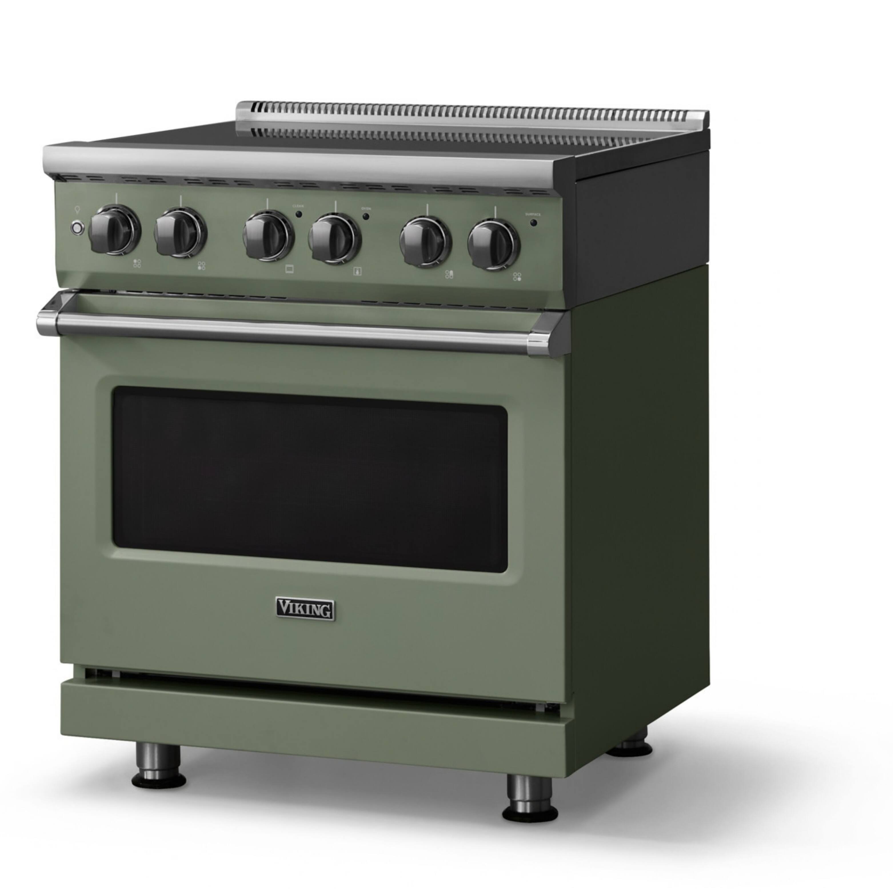 Angle. Viking - 30"W. Pro5S 4.7 Cu. Ft. Freestanding 4 Element  Electric Convection Range - Eucalyptus - Eucalyptus.