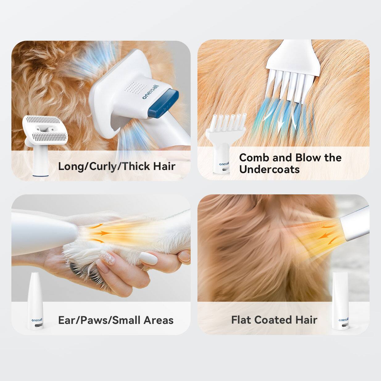 oneisali Long/Curly/Thick Hair Comb and Blow the Undercoats Ear/Paws/Small Areas Flat Coated Hair
