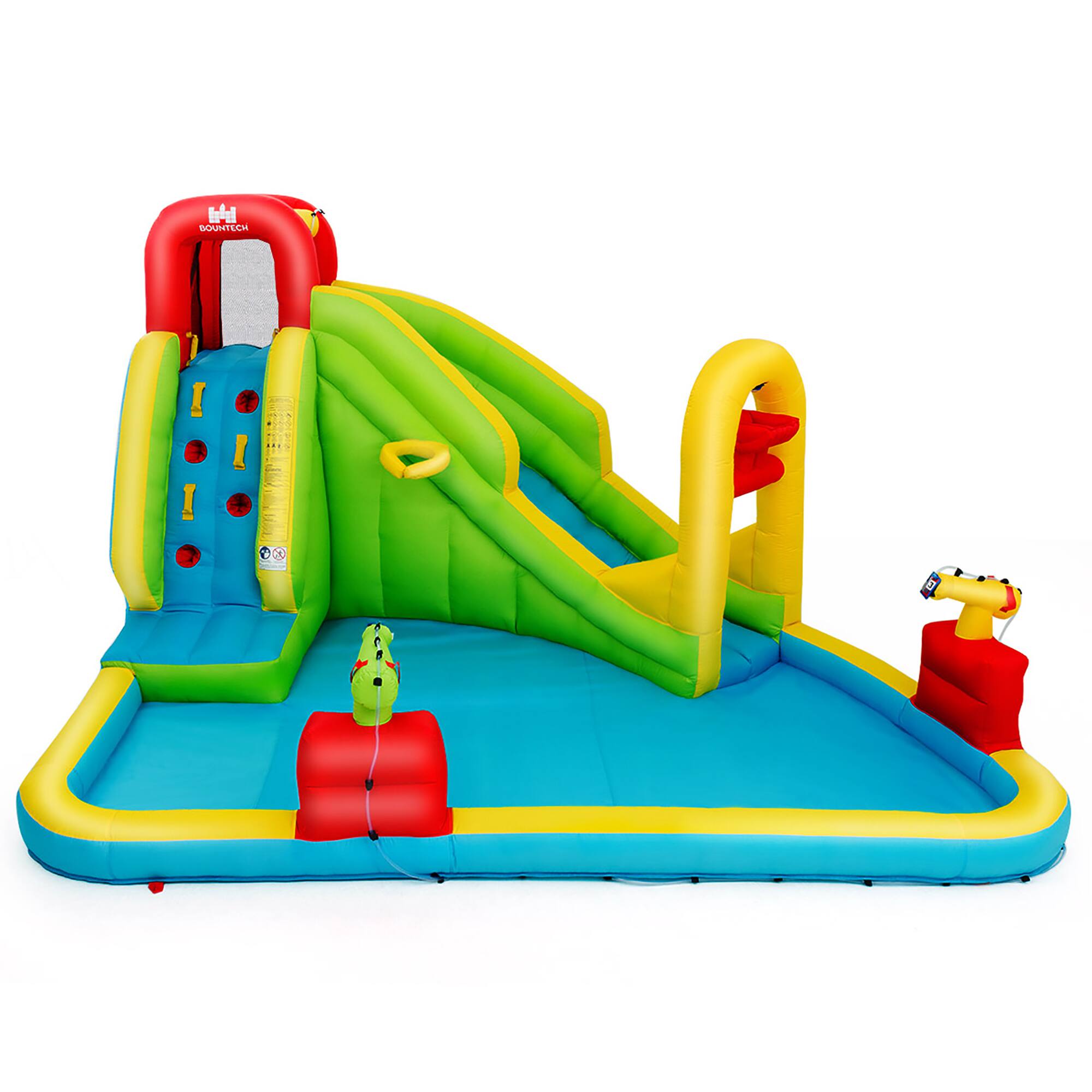 Angle. Costway - Inflatable Water Slide Kids Splash Pool Bounce House without Blower - Multicolor.