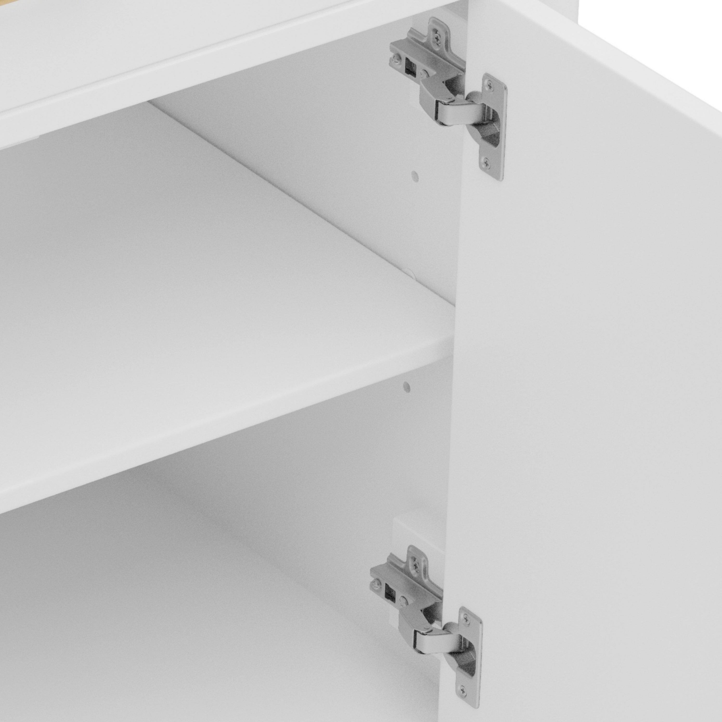 Alt View 9. Boyel Living - 31 Inch Bathroom Vanity with Sink Soft Close Doors Adjustable Shelf Curved Design Rubber Wood Legs White - White.