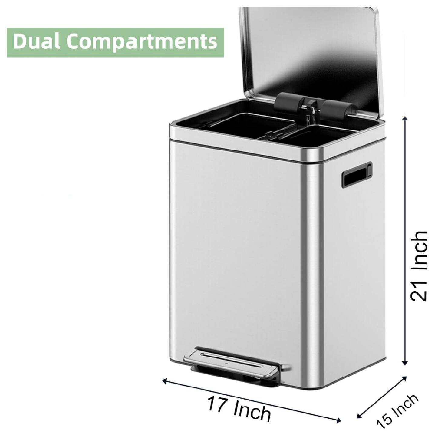 Dual Compartments  
21 Inch  
17 Inch  
15 Inch