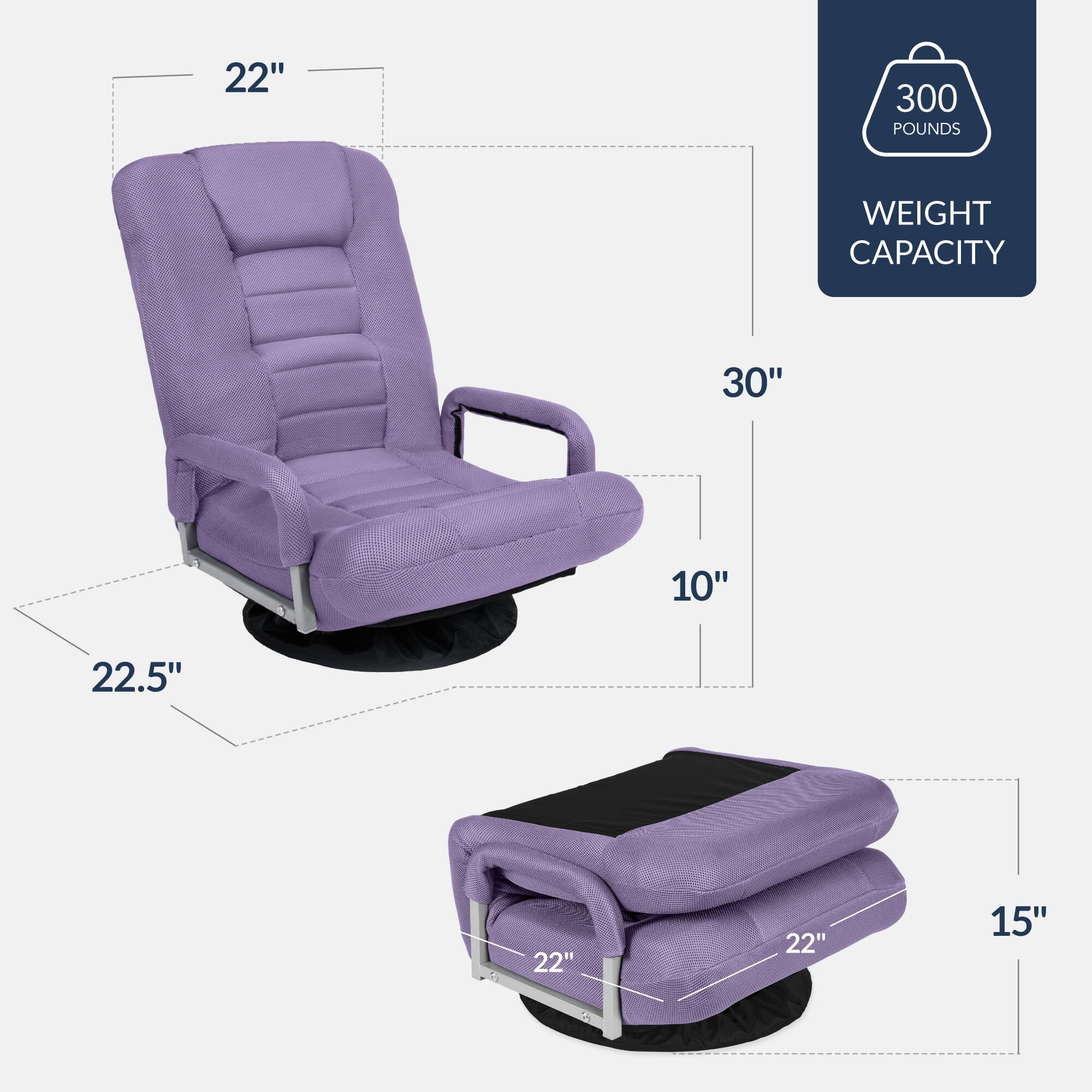22"  
300 POUNDS WEIGHT CAPACITY  
30"  
10"  
22.5"  
15"  
22"  
22"